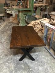 Kütük Orta Sehpa 60x100 cm Göknar Ağacı Caviz X Ayaklı
