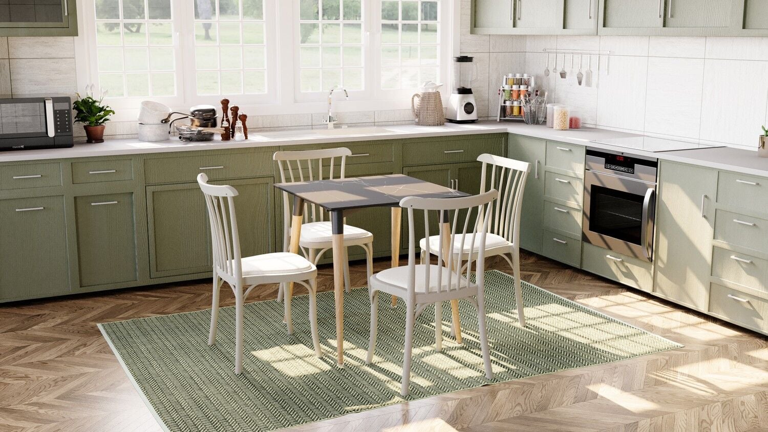 Compact Laminat 4 Kişilik Kare Masa Sandalye Takımı 77x77