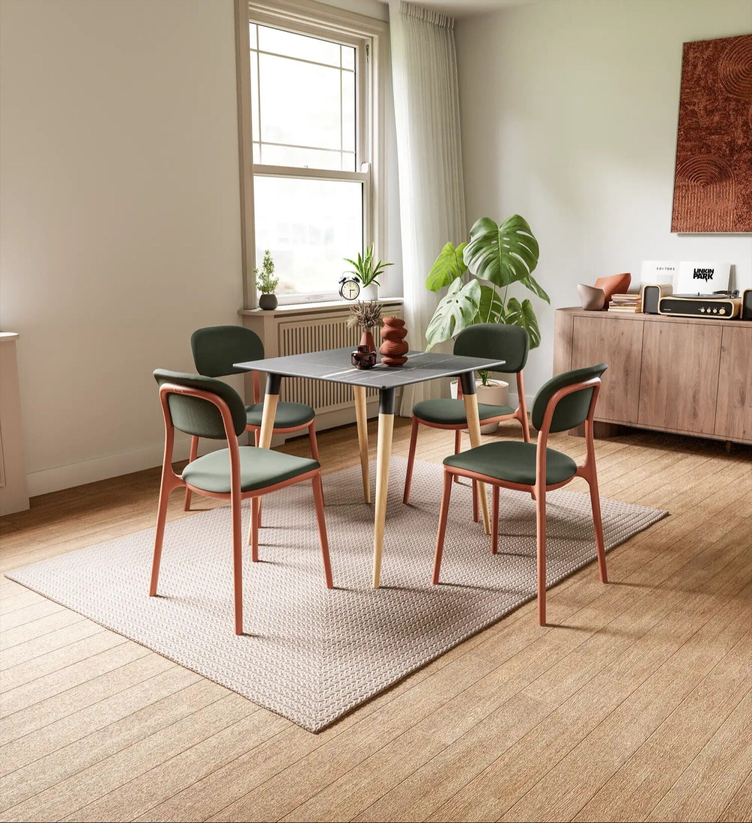 Compact Laminat 77x77 Kare Mutfak Masa Sandalye Takımı