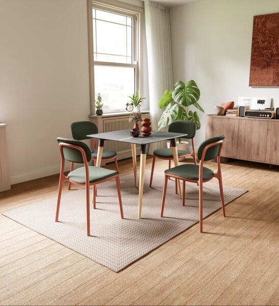 Compact Laminat 77x77 Kare Mutfak Masa Sandalye Takımı