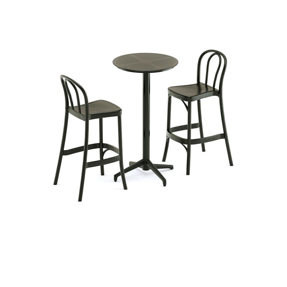 2 Kişilik Siyah Dış Mekan Bahçe Bistro Bar Masa Sandalye Takımı