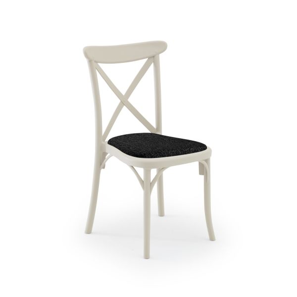 Bej Antrasit Kumaş Döşemeli Plastik Mutfak Sandalyesi