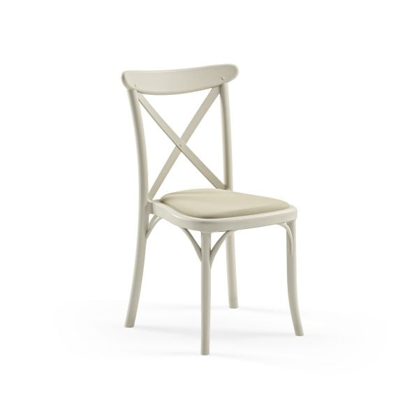 Bej Su Geçirmez Kumaş Tonet Plastik Cafe Sandalyesi