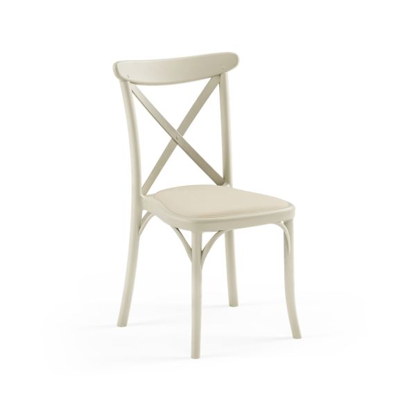 Bej Krem Kumaş Tonet Plastik Cafe Sandalyesi