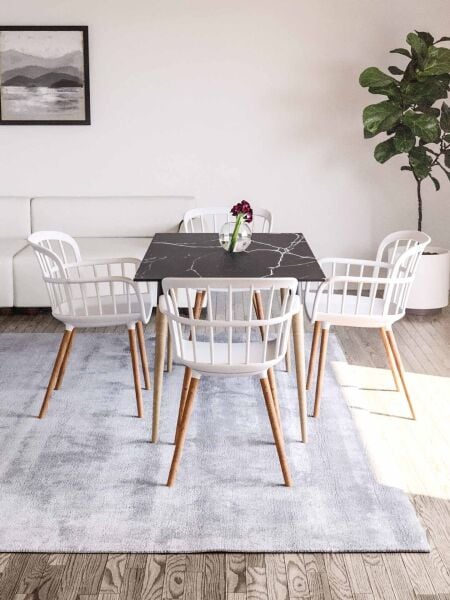 Compact Laminat 90x90 Mutfak Masa Sandalye Takımı 4 Kişilik