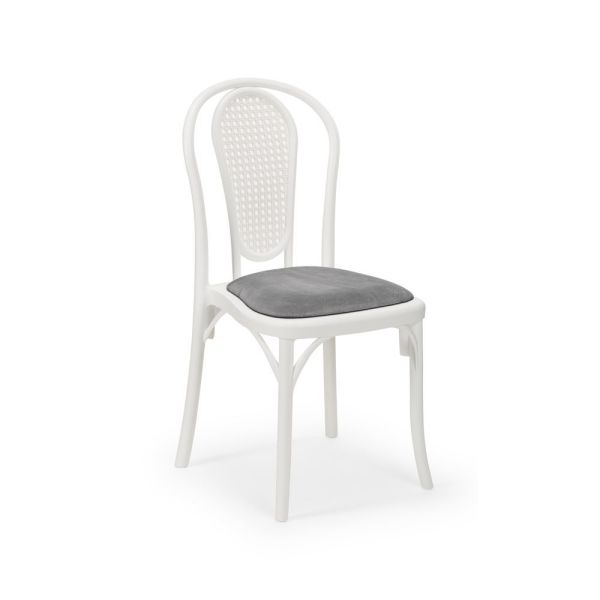 Antrasit Gri Füme Kumaş Döşemeli Beyaz Sandalye Ergonomik Mutfak Salon Cafe Restoran Otel ve Düğün İçin