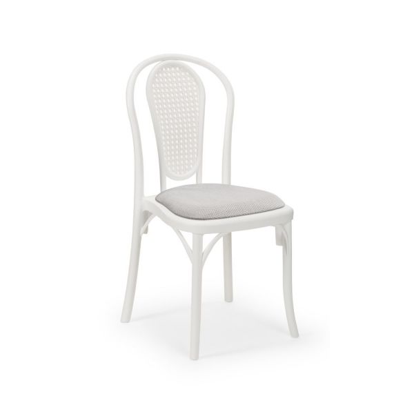 Antrasit Gri Füme Kumaş Döşemeli Beyaz Sandalye Ergonomik Mutfak Salon Cafe Restoran Otel ve Düğün İçin