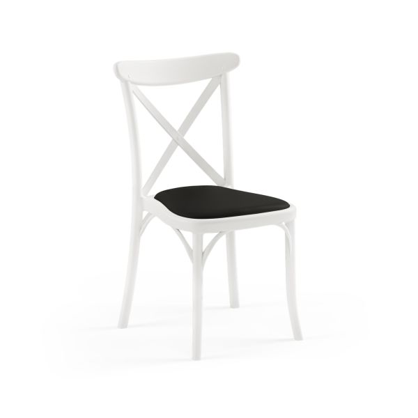 Su Geçirmez Siyah Kumaş Beyaz Plastik Tonet Cafe Sandalyesi