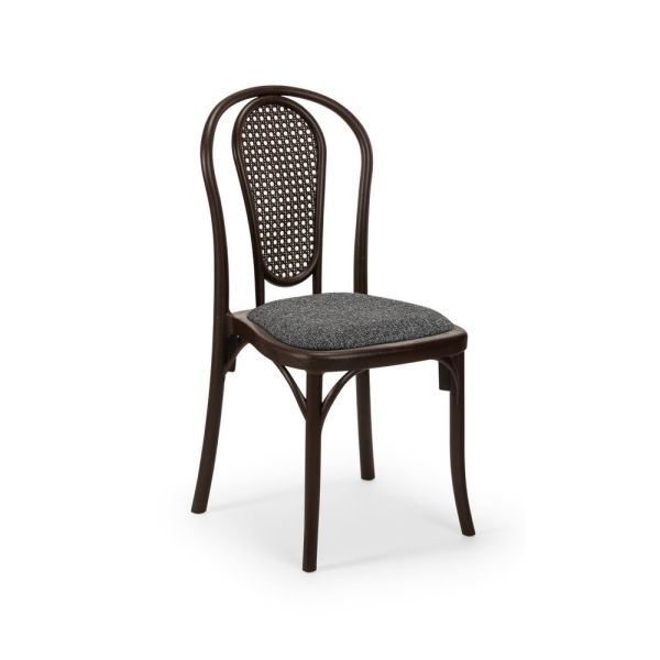 Venge Sandalye Ekru Krem Kumaş Döşemeli Mutfak Salon Cafe Kafe Restaurant Restoran Otel ve Düğünler İçin Şık Sandalye Modeli