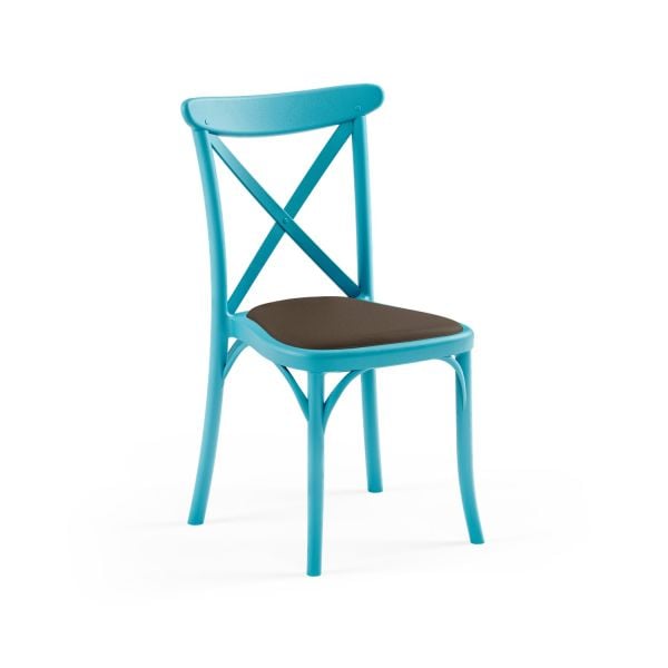 Turkuaz Mavi Su Geçirmez Kahve Kumaş Plastik Sandalye