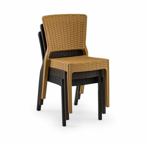 Vizon Renk Enjeksiyon Rattan Dış Mekan Bahçe Sandalyesi