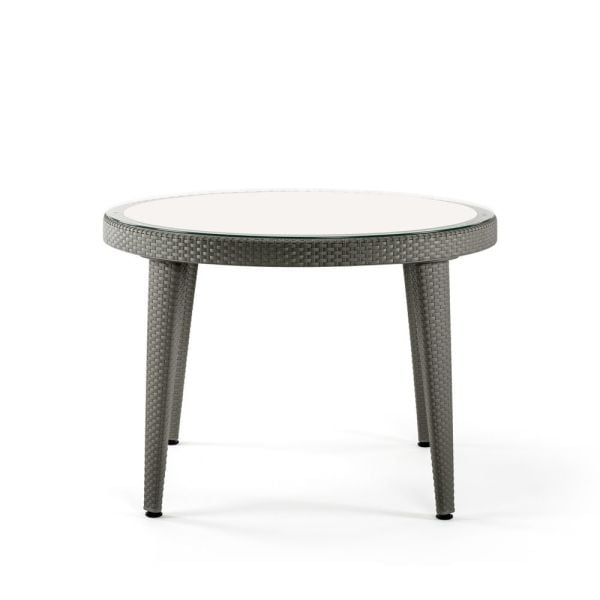 Vizon 110 cm Temperli Camlı Yuvarlak Bahçe Masası