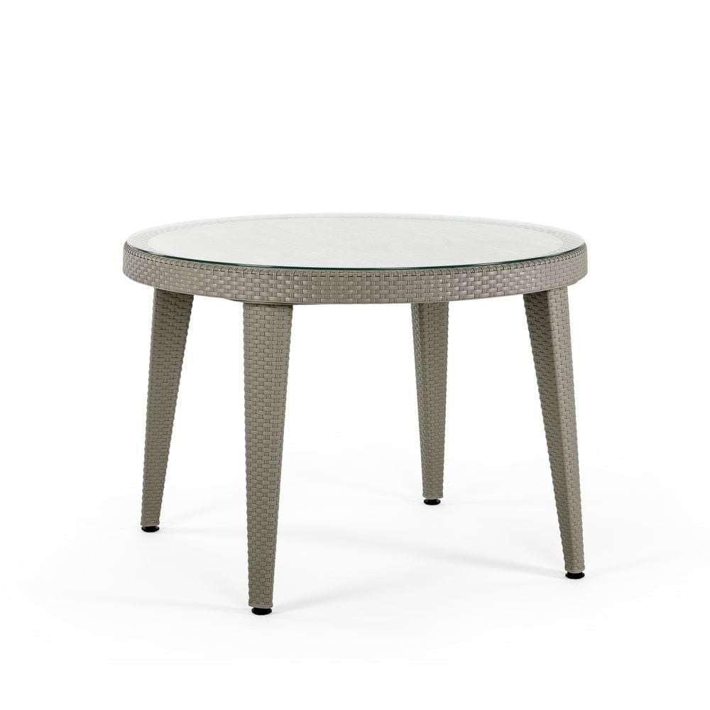 Vizon 110 cm Temperli Camlı Yuvarlak Bahçe Masası