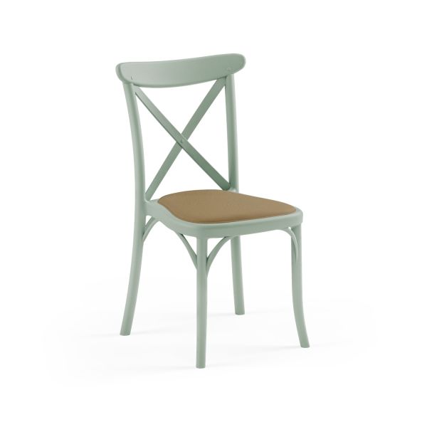 Nil Yeşili Pedli Kumaş Plastik Tonet Restoran Sandalyesi