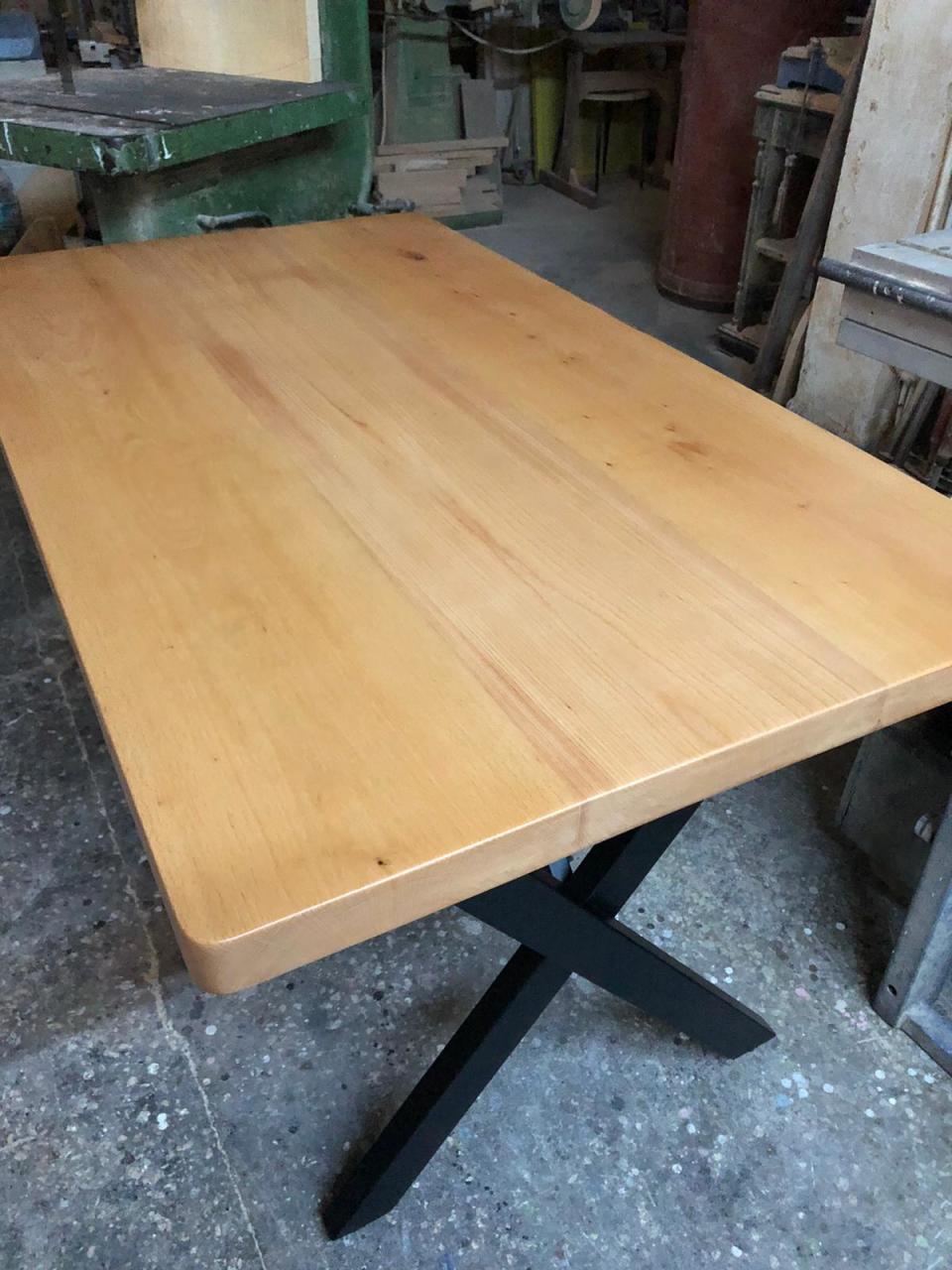 Doğal Kayın Kütük Masa Restoran Kafe 120x80 cm