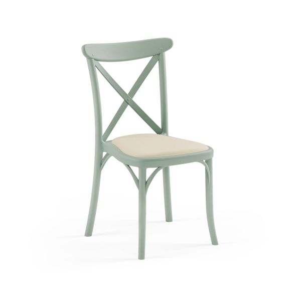 Nil Yeşili Su Geçirmez Krem Pedli Plastik Tonet Sandalye