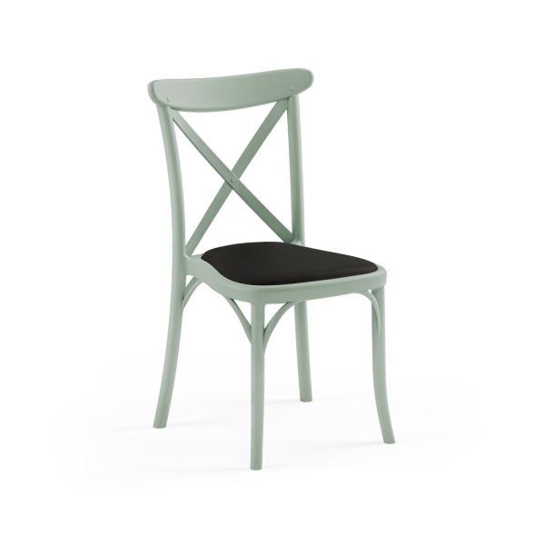 Nil Yeşili Su Geçirmez Siyah Kumaş Plastik Tonet Sandalye