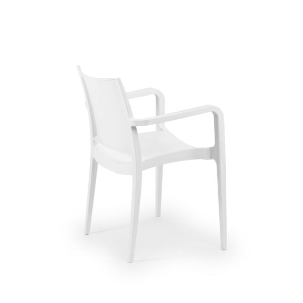 Beyaz Kollu Bahçe Sandalyesi | Plastik Dış Mekan