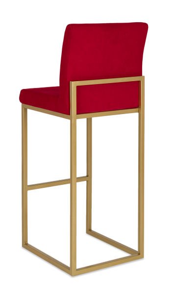 Delta Modern Metal Gold Ayak Kırmızı Kumaş Bar Sandalyesi | Şık ve Ergonomik Bar Sandalyesi | Mutfak, Cafe, Restaurant İçin Dayanıklı ve Kullanışlı