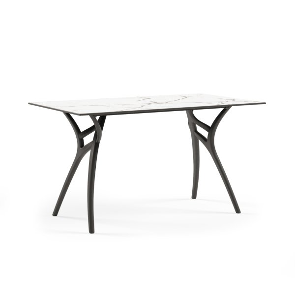 Kahverengi Mermer Compact Dış Mekan Bahçe Masası 80x140