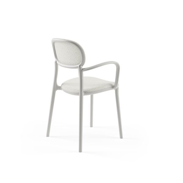 Soğuk Gri Kollu Mutfak Sandalyesi Kumaş Döşemeli, Modern Tasarım, Hafif ve Dayanıklı, İstiflenebilir Sandalye