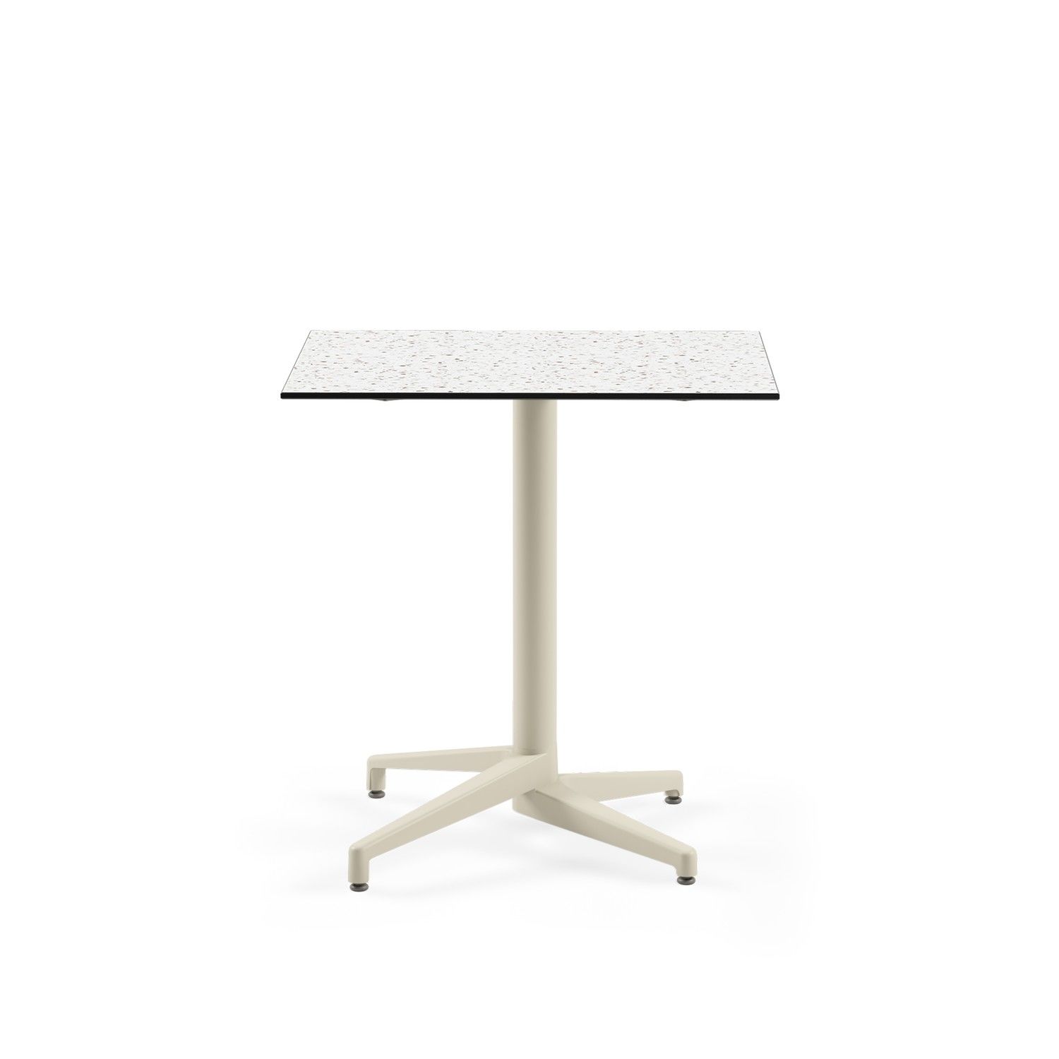 Bej Ayak Terrazzo Compact Paslanmaz Restaurant Masası 77x77