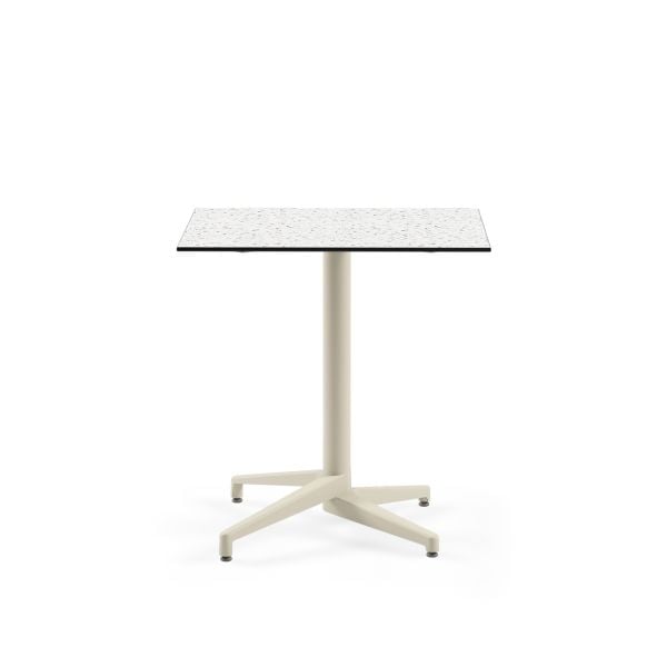Bej Ayak Terrazzo Compact Paslanmaz Restaurant Masası 77x77