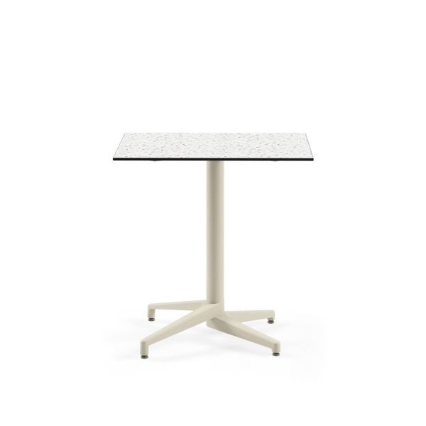 Bej Ayak Terrazzo Compact Paslanmaz Restaurant Masası 77x77
