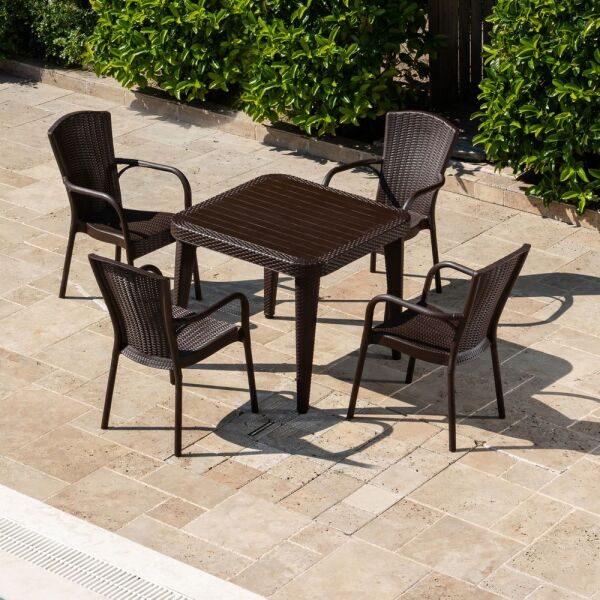 Bahçe Masa Sandalye Takımı Wenge 90x90 4 Kişilik