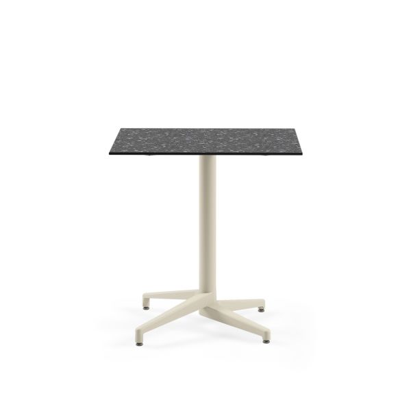 Bej Ayak Terrazzo Compact Paslanmaz Otel Masası 77x77