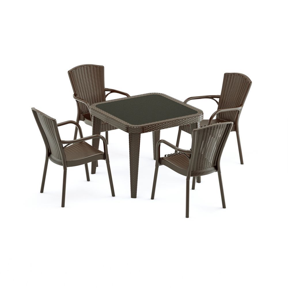Bahçe Masa Sandalye Takımı Wenge 90x90 4 Kişilik