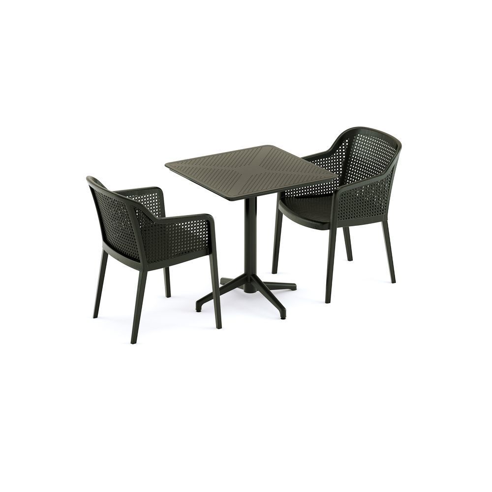 Siyah Bahçe Masa Sandalye Takımı 2 Kişilik 70x70