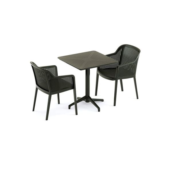 Siyah Bahçe Masa Sandalye Takımı 2 Kişilik 70x70
