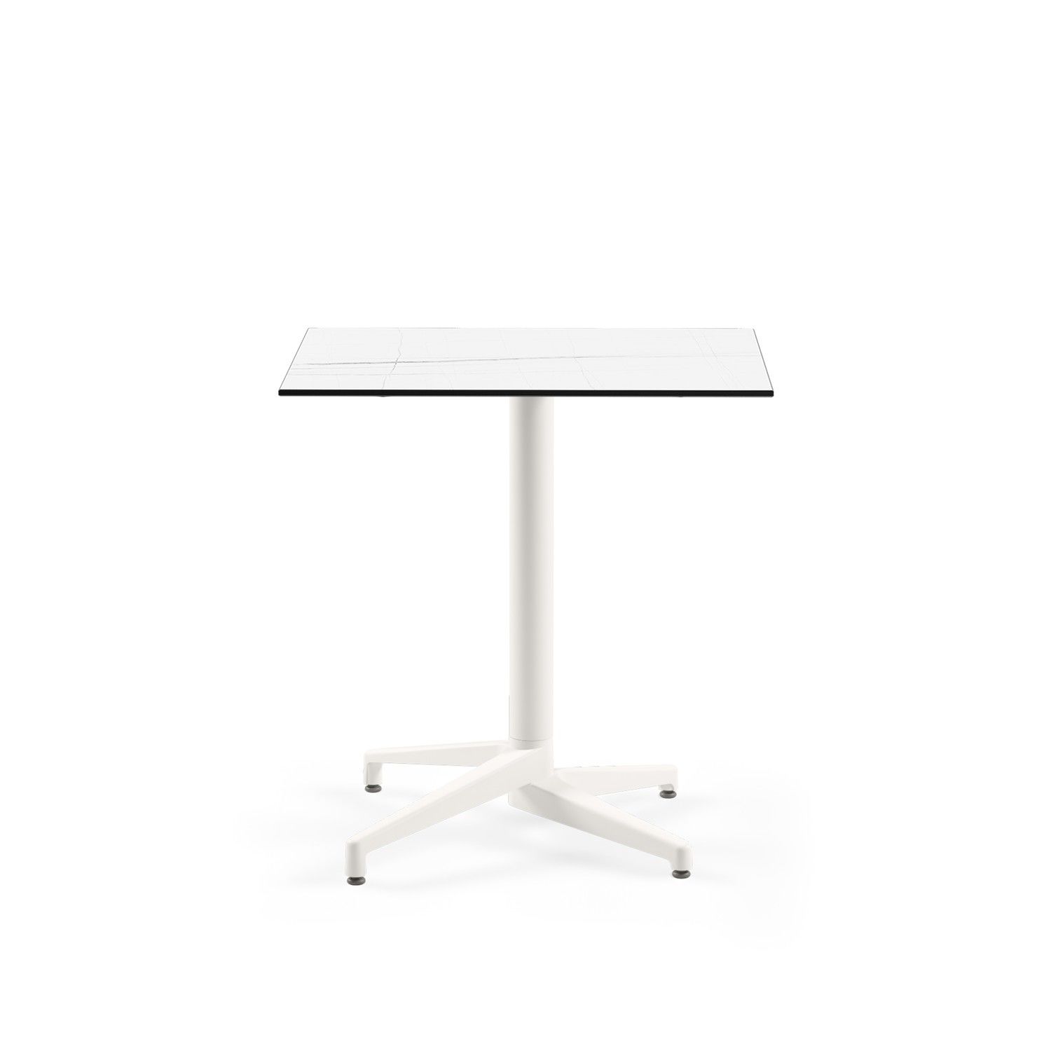 Beyaz Ayak Beyaz Mermer Compact Paslanmaz Bahçe Masa 77x77