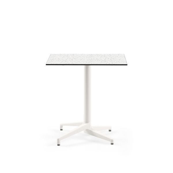 Beyaz Ayak Terrazzo Compact Paslanmaz Cafe Masası 77x77