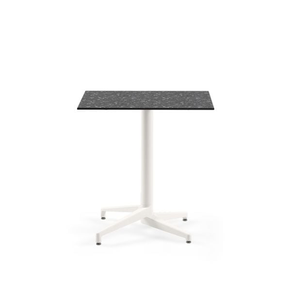 Beyaz Ayak Terrazzo Compact Paslanmaz Restoran Masası 77x77