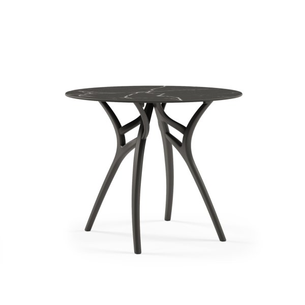 90.cm Yuvarlak Beyaz Mermer Çizilmez Compact Bahçe Restaurant Masası