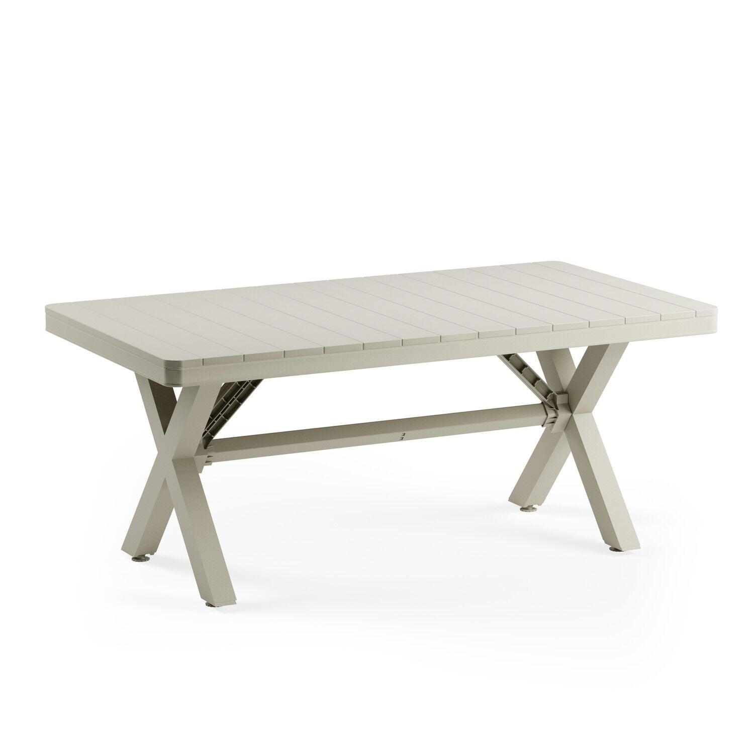 Bej 8 Kişilik Bahçe Masası 100x180 cm Dış Mekan