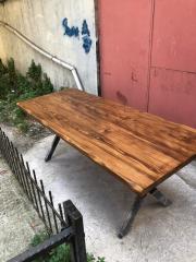 80x180 Kütük Yemek Masası Göknar Masif Ahşap Metal Ayak