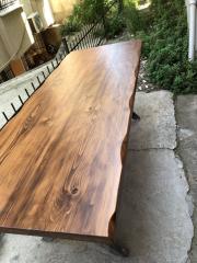 80x180 Kütük Yemek Masası Göknar Masif Ahşap Metal Ayak