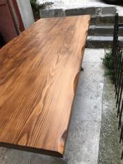 80x170 Kütük Yemek Masası Göknar Masif Ahşap Metal Ayak