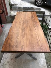 80x170 Kütük Yemek Masası Göknar Masif Ahşap Metal Ayak
