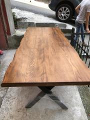 80x170 Kütük Yemek Masası Göknar Masif Ahşap Metal Ayak