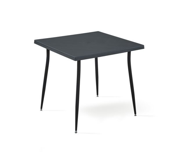 Siyah Antrasit Dış Mekan Bahçe Masa Sandalye Takımı 80x80 cm Kare