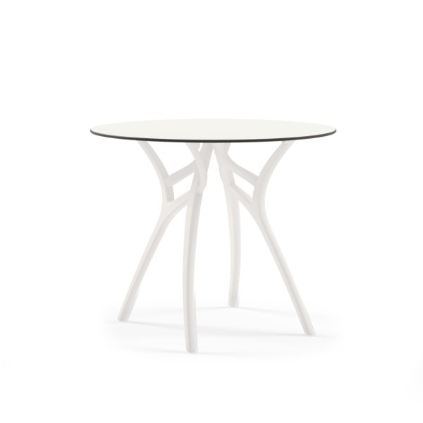 90.cm Yuvarlak Beyaz Sarmaşık Ayak Çizilmez Beyaz Mermer Compact Bahçe Masa Modelleri