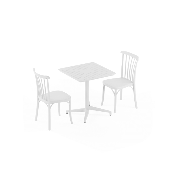 Beyaz Bahçe Masa Sandalye Takımı 2 Kişilik 70x70 Set