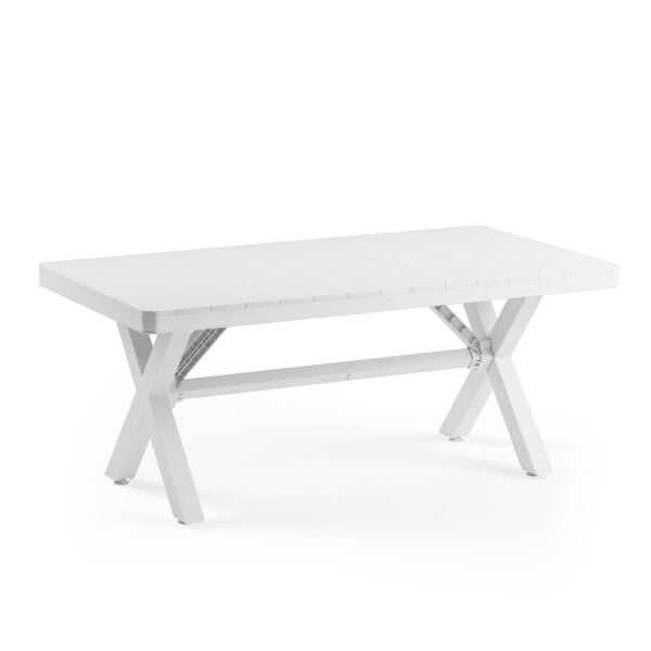 Beyaz Bahçe Masa Sandalye Takımı 8 Kişilik 100x180 Dış Mekan