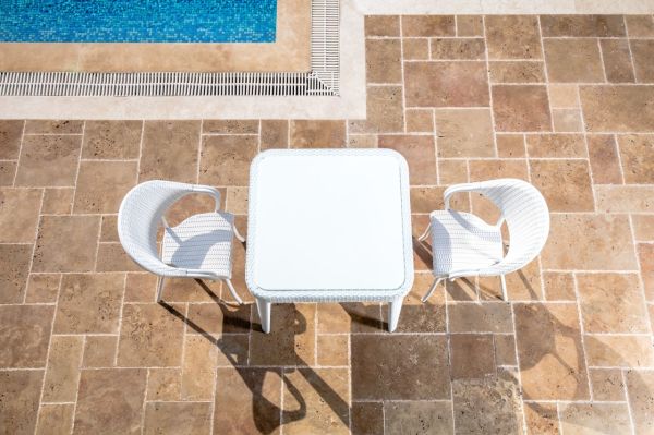90x90 Beyaz Bahçe Masa Sandalye Takımı 4 Kişilik