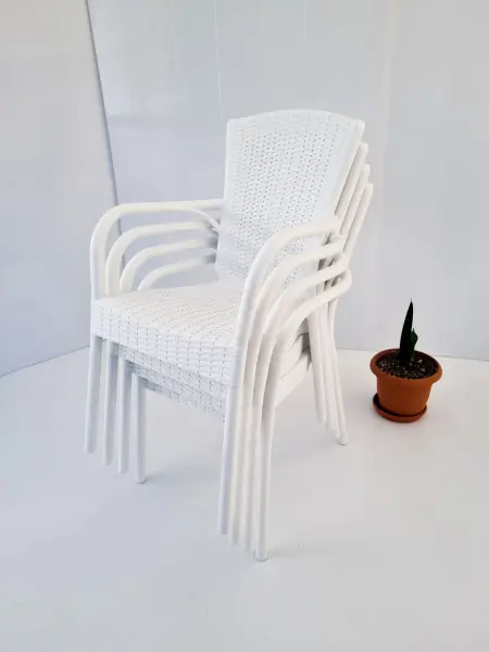 Bahçe Masa Sandalye Takımı Beyaz 90x90 4 Kişilik