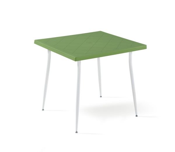 Beyaz Yeşil Dış Mekan Bahçe Masa Sandalye Takımı Kare 80x80 cm Mutfa  Otel Kafe ve Teras Kullanımı İçin Uygun